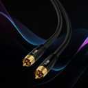 Subwoofer Cable RCA to RCA Audio Cable 50FT, Digital Coaxial Audio Cable, Premium S/PDIF RCA Cord for Home Theater, HDTV, Subwoofer, Hi-Fi System, Amplifier, 22AWG Tinned Copper, Double Shielded
