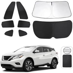 TINGLU Window Shades for Nissan Murano 2015-2024 Accessories Car Side Full Windows Rear Triangular Windshield Sun Shade Sun UV Rays & Privacy Protection for Camping,Napping,and Relaxing 8PCS