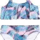 Hurley Girls' Flounce Bikini 2-Piece Swimsuit (Medium, Pink)