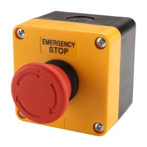 BAOMAIN Emergency Stop Switch with Enclosure, 660V 10A Red Mushroom Push Button, 1NO 1NC N/O N/C, IP65 Waterproof Weatherproof Surface Mount E-Stop Station for Industrial & Control Systems