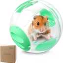Hamster Exercise Ball, 7.9 Inch Syrian Hamster Ball, Transparent, Large Ball with Four entrances (Green)