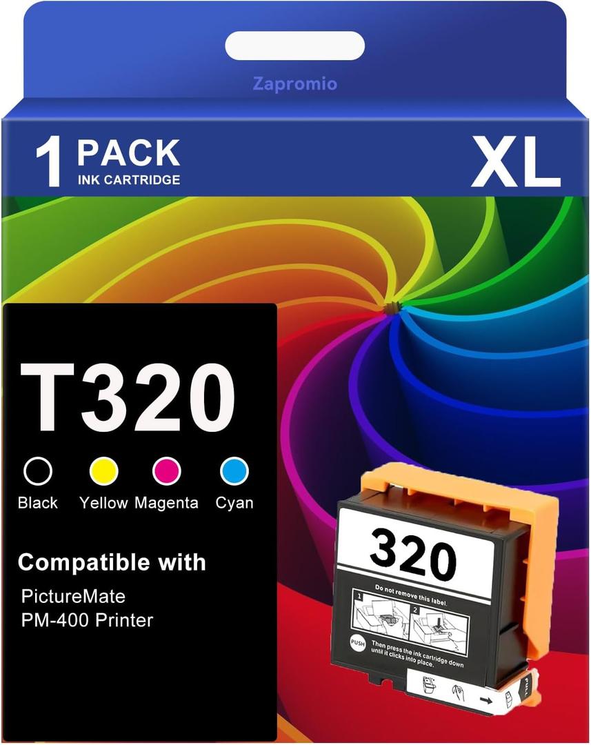 T320 320 Ink Cartridges Remanufactured for Epson 320XL 320P Ink for PictureMate PM-400 Printer (BK/C/M/Y/K-BCS)