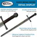 SZCO Supplies 40.5 Hand Forged Carbon Steel Rustic Broad Sword with Leather Wrapped Handle, Black/Brown (901132)