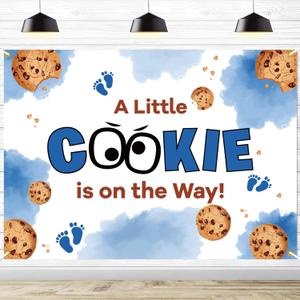 A Little Cookie is on The Way Backdrop Background - Cookie Baby Shower Decorations, Cookie Baby Shower Backdrop, Welcome Baby Party Photo Booth, 7 * 5 Ft