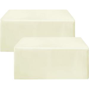 HolidayIdeas Fitted Table Covers - 96 x 30 Inch - 2 Pack Rectangle Tablecloths for 8 Foot Folding Tables, Butter Cream Polyester Fabric Tablecloth for Parties, Holiday Dinner, Wedding, Trade Show,