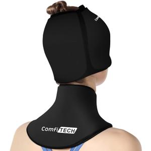 ComfiTECH Cold Cap and Neck Ice Pack Wrap Gel Combo, Care Package for Head and Cervical, Medium
