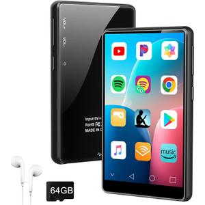 MP3 Player with Bluetooth and WiFi, 4" Touch Screen Music Player with Spotify, Play Store, Pandora, Audible, Amazon Music, Android MP4 MP3 Player (Dark Grey)