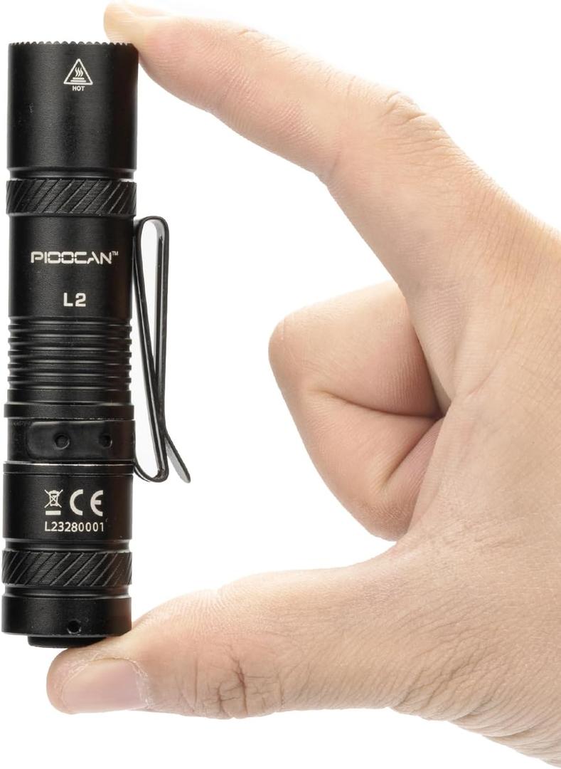 PIOOCAN Rechargeable Flashlights 1200 Lumens EDC Flashlight, AA Pocket Flashlight High Lumens with Clip, Super Bright Small Flashlights, 4 Modes Flash Light for Camping, Home, and Emergencies (Black)