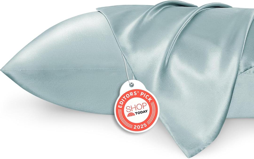 Bedsure Satin Pillowcases, Similar to Silk Pillow Cases Queen Size Set of 2, Pillow Case for Sleeping Women with Envelope Closure, Gifts for Women Men, Light Turquoise, 20x30 Inches, 2pcs