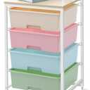 Utility Cart with 4 Drawers,Rolling Storage Cart with Drawers,Storage Rolling Drawer Cart,Rainbow