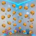 Preboun 24 Pcs Sponge Cartoon Themed Party Decorations 3.94 Inches Hamburger Hanging Swirls Cartoon Ocean Theme Hanging Decor Under the Sea Decoration for Baby Shower Birthday Supplies