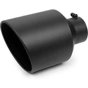 A-KARCK Exhaust Tip 5" Inlet to 10" Outlet, 15" Overall Length Black Coating Bolt On Exhaust Tailpipe Tip Protect Tailpipe