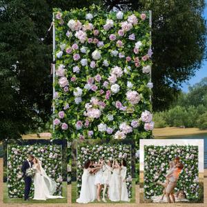 Artificial Luxury Flower Wall Panels, Gorgeous 3D Silk Floral Backdrop for Wedding, Baby Show, Party and Home Decor, Quick Assembly/Storage, Eco Pet Friendly, 2 pcs, Each Panel 2 x 8 ft (Memphis)
