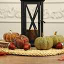 Glitter Mini Pumpkin Decor Indoor 22PCS Halloween Pumpkins for Fall Decorations for Home Fall Centerpieces for Tables Outdoor Harvest Thanksgiving Party/Acorns Autumn Fillers Decor (20 Pcs Green Yellow Orange Pinecones Set)