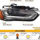RH With Low/High Beam Light Headlight Fit for 2013-2016 Audi A4 S4 Headlamp Assembly Right Passenger Side HID/Xenon Non-AFS Projector AU2503181 8K0941044E