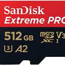 SanDisk Extreme PRO microSDXC UHS-I Memory Card 512 GB + Adapter & RescuePRO Deluxe (for Smartphones, Action Cameras or Drones, A2, Class 10, V30, U3, 200 MB/s Transfer)