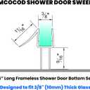 36" Shower Door Bottom Seal Strip for 3/8" (10mm) Glass Ultra Clear Polycarbonate Shower Door Sweep, Single Pack