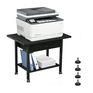 Large 22" x 15" Under Desk Printer Stand, 2-Tier Shelf Printer Table with Storage Fabric Drawer and Wheels, Rolling Cart for Home Office Fits 3D Printer, Scanner (Black)