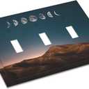 Moon Phase Mountain 3 Gang Light Switch Cover Plate Decorative Triple Toggle Wall Plate Electrical Faceplate Switchplate for Bathroom Home Bedroom Decor 6.7 * 4.8 Inch