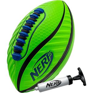 Nerf Spiral Grip Footballs - Patented Spacelace for Ultimate Spirals - Machine Stitched Construction - Pump Included - Junior or Mini - Blue/Orange or Green/Black (Junior 10.5")