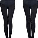 2-Pack Slightly Transparent Tights for girls & women, High Elasticity Sheen Pantyhose, For Work Dance Casual. (Black, S)