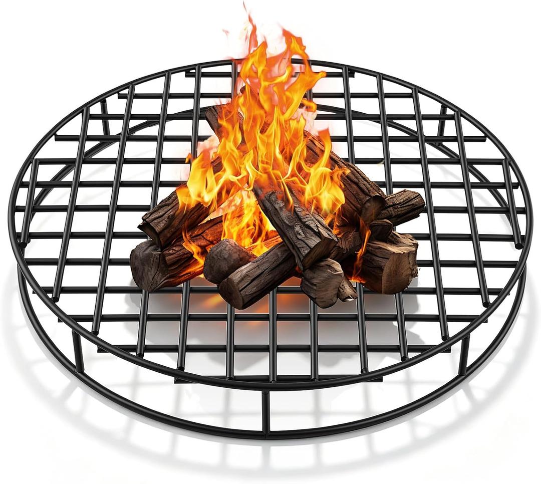 24" Fire Pit Grate Round Heavy Duty Steel Raised Firepit Grate