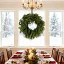 Large Christmas Wreath for Front Door Soft Touch Green Norfolk Pine Wreath for Indoor Outdoor Window Wall, Winter Holiday Home Decor