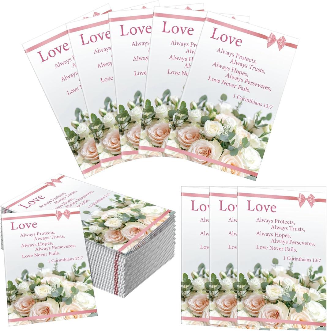 100 Pcs Wedding Church Bulletins Bulk Love Always Protects Church Wedding Paper Bulletins 8.5" x 11" Expanded Ceremony Program Cover