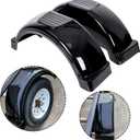 ECOTRIC 2 Pcs Trailer Fenders W/Steps Compatible with 13" Diameter Wheels Tires Single-Axle Trailers Plastic Fenders Black