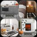 Dunzy 2 Pcs Halloween Doormat Outdoor Spooky Skull Welcome Mat 17"x30" & Black White Plaid Entrance Rug 28"x43" for Front Door Porch Non Slip Floor Mat Layered for Indoor Outside Entryway Decor