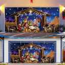 Nativity Garage Door Cover Decorations, 7X16ft Stable Manger Scene Backdrop Banner, Christmas Garage Door Covers Hanging Garage Decorations Xmas Religious Decor for Holiday Jesus Party