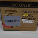 KKTONER PU Leather Round Rolling Stool with Foot Rest Swivel Height Adjustment Spa Drafting Salon Tattoo Work Office Massage Stools Task Chair Small (Black)