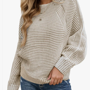 VIMPUNEC Fall Winter Sweaters for Women Knit Striped Batwing Pullover Trendy Oversized Long Sleeve Tops(XL)