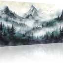 Lapremoly Modern Wall Art - Living Room & Bedroom Decor - Trees Landscape - Foggy Forest - Office Wall Decor - Canvas Prints - Ready to Hang - 40x20