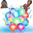 12 PackMagnetic Reusable Water Balloons, Fast Self-Sealing for Kids Adults Latex-Free Silicone Quick Easy Auto Fill Bomb Ball, Refillable Pool Beach Outdoor Activities Games Toy Summer Fun Splash