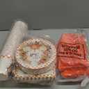 Sliner 350 Pcs Fall Paper Plates and Napkins Sets Party Supplies Thanksgiving Disposable Tableware Set Heavy Duty Pumpkin Paper Plates Orange Fall Cups Napkins Knife Fork Spoon, Serve 50 Guests