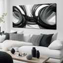 Large Abstract Canvas Wall Art for Living Room Black White and Gray Wall Decor for Bedroom Minimalist Wall Decoration Ready to Hang 29 x 58 Inch