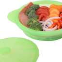 Microwave Steamer Cooker Collapsible Bowl Silicone Cookware Baked Potato with Handle Lid for Vegetables Fish Prep Meal Food with Removable Rack BPA Free Easy to Store Freezer Dishwasher Safe Green