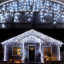 Led Christmas Lights Outdoor Christmas Decorations Hanging Light 400LED 8 Modes 75 Drops, Waterproof Outdoor Indoor Fairy Christmas Lights for Party, Holiday, Wedding, Eaves Decorations (CoolWhite)