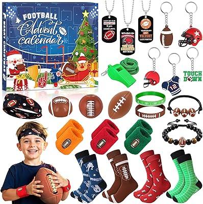 Football Advent Calendar 2025 for Boys, 24 Day Christmas Countdown Calendar Football Favors Supplies, Sport Rugby Themed Xmas Gifts for Kids Boys Teens Football Player 2 Pack