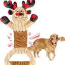 Squeak Christmas Dog Toys Plush Dog Toy with Crinkle Paper Tug of War Pull Interactive Dog Toys for Puppies Small Medium and Large Dogs (Elk)