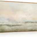 Abstract Natural Landscape Framed Canvas Wall Art Set, Watercolor Tan Green Beige Wall Decor, Minimalist Neutral,  40x20In