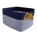 COMFY-HOMI Rectangular Cotton Rope Basket With Handles for Shelves|Dog Toy|Baby Gift - Dark Blue (13.5" x 11" x 9.5")
