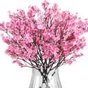 8Pcs Babys Breath Artificial Flowers Silk,Real Touch Pink Bouquets Fake Flowers for Vase Home Office Wedding Indoor Outdoor Centerpiece Table Decorations