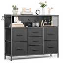 7 Drawer Dresser with Top Storage, Black