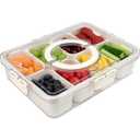 TAROSE Divided Serving Tray with Lid and Handle, Portable Snack Containers Snackle Box Snack Tray with Lid, Veggie Tray Charcuterie Boxes Fruit Tray Candy Organizer (4 Compartments)