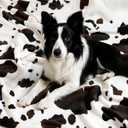 Cozy Bliss Cow Print Fuzzy Throw Blanket for Couch - Thick Soft Warm Non Shedding Fleece Blankets for Western Dcor Room, for Kids, Women Men Girls, Black Brown 40"*50"