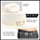 Classic Western Cowboy Hat for Men & Women, Felt Cowgirl Hat with Two Decorative Bands, Wide Brim All-Season Wear (White)
