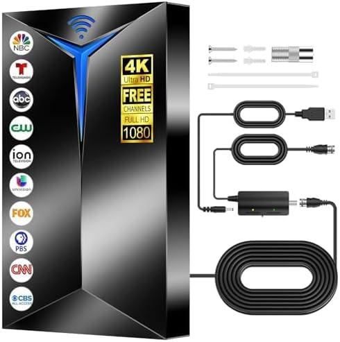 2026 Premium TV Antenna Indoor/Outdoor, 3200+ Miles Long Range for Local Channels, HDTV Antenna for Smart TV - Supports 8K 4K 1080P HD, Clear Reception, Easy Setup with 26ft Cable