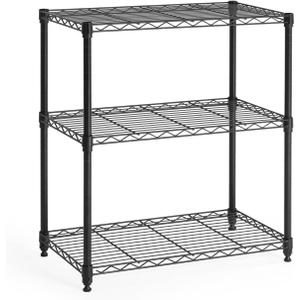 CAPHAUS 3/4/5-Tier Adjustable Height Wire Shelving Unit, Rack Shelving, Metal Steel Shelves, Garage Organizer, Utility Storage Shelf, 3-Tier Without Wheels, Black 2 - Pack